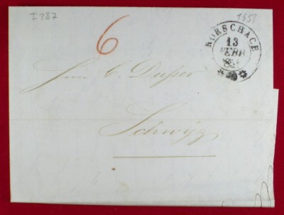 Switzerland 1851 Prephilatelic Cover + Content Rorschach to Schwyz D.522 foto