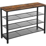 Suport depozitat incaltaminte, Artool, 4 polite, pal, otel, maro rustic si negru, 100x30x72 cm, Leobert