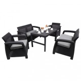 Cumpara ieftin Set de mobilier de grădină Corfu Large Lyon 6+1 &icirc;n culoarea grafit