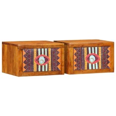 vidaXL Dulap de noapte 2 pcs Maro 35 x 30 x 22 cm lemn masiv de acacia 4016518
