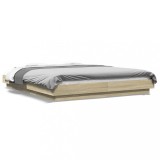 Cumpara ieftin Cadru de pat cu LED stejar sonoma 160x200 cm lemn prelucrat