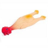 Jucarie pentru caini in forma de pui cu sunet, Chicken, Cauciuc, Portocaliu, 25x7x3.5 cm, Oem