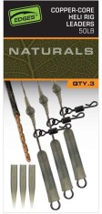 Montura Fox Edges Naturals Copper-Core Heli Rig Leaders, 75cm, 3buc/pac