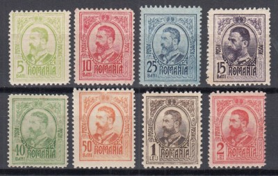ROMANIA 1908 LP 66 REGELE CAROL I GRAVATE - UZUALE SERIE MNH foto