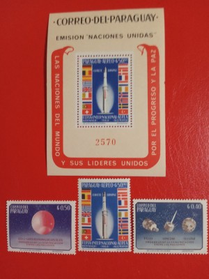 PARAGUAY, SPACE - COLIȚĂ + 3 VALORI MNH foto