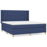 Cumpara ieftin Pat box spring cu saltea, albastru, 180x200 cm, material textil
