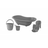 Set cadita de baie pentru bebelusi cu 4 piese, BabyJem (Culoare: Gri)