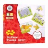 Set 3 Puzzle Lemn BigJigs Jungla Vesela, 6 piese, Leu, Elefant, Zebra, Joc Educativ, Motricitate, 2+ ani