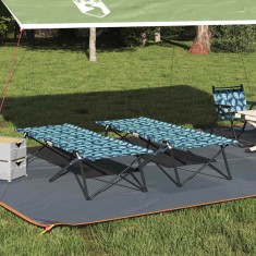 vidaXL Pat pliabil pentru camping 2 pcs model frunze 206 x 76 x 74 cm