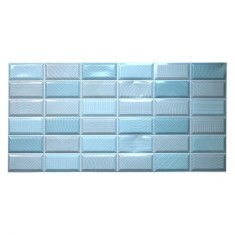 Panou decorativ, PVC, model caramida 3D, albastru, 96x48.5 cm