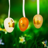Decoratiune Paste, set oua, 3 modele, 3 cm, 12 buc, plastic colorat