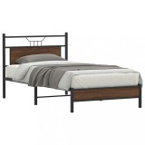 Cadru Pat Gossi Stejar Maro 107x203 cm, Lemn si Otel, Tablie Inclusa, Spatiu Depozitare