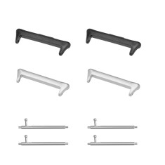 Set 4 Adaptori prindere curea de 20 mm Kwmobile pentru Xiaomi Redmi Watch 4 / Band 8 Pro, Argintiu/Negru, Otel, KWM000025AY001C