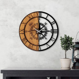 Ceas de perete, Clock Mechanism, Lemn/metal, Dimensiune: 56 x 3 x 56 cm, Nuc / Negru