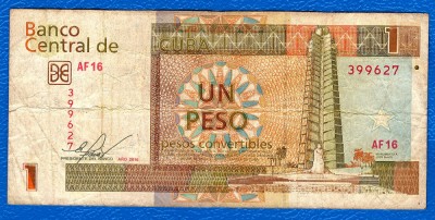 (2) BANCNOTA CUBA - 1 PESO CONVERTIBLES 2016, MONUMENTUL LUI JOSE MARTI foto