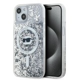 Husa MagSafe pentru Apple iPhone 15 Plus, Karl Lagerfeld, Liquid Glitter Choupette&#039;s Head, Transparenta