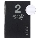 Caiet Dictando Spirala, 2 Subiecte, 70 File, Coperta Moale, A4, Negru, Oem
