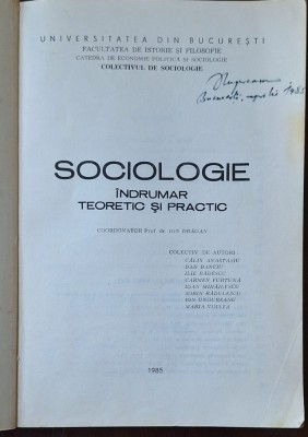 Sociologie generală &amp;ndash; Universitatea din București, 1985 &amp;ndash; curs UB, epocă comunistă foto