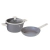 Set 3 Piese Oale Cratite Berlinger Haus Aspen BH/8166, Aluminiu Teflonat, Inductie, Negru/Argintiu