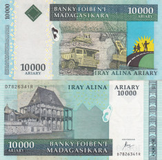 Bancnota Madagascar 10 000 Ariary (2008) UNC foto