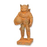 Pisica astronaut-statueta din fonta antik rusty RC-98