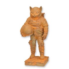 Pisica astronaut-statueta din fonta antik rusty RC-98