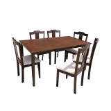 Set Dining Lemn Masiv MP Dirty Oak: Masa Fixa 150x90 si 6 Scaune Moderne
