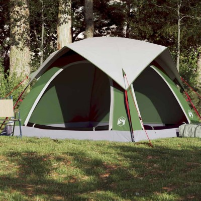 vidaXL Cabină cort de camping, 4 persoane, verde, impermeabil foto