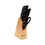 Set cutite 7 piese Grunberg, 5 cutite de diferite dimensiuni si o foarfeca de bucatarie, suport