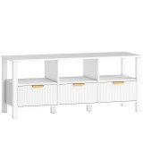 HOMCOM Comodă TV modernă cu 3 sertare şi 3 poliţe deschise pentru televizoare 109,2-139,7 cm 120x39,5x50 cm Alb | Aosom Romania