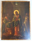 Veche icoana praznicara pe lemn reprezentare a Adeveririi lui Toma atelierul mănăstirii Căldărușani cca 1850