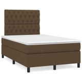 Cumpara ieftin Pat box spring cu saltea, maro inchis, 120x200 cm, textil