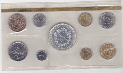 Franta set monetarie 1975 cu 50 franci argint foto