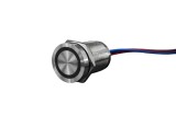 Buton touch piezoelectric SPST 19mm inox, LED rosu verde, NO, 12-24V DC, 0.2A, IP67, cu mentinere, YD19-FW-ESS10Z-RG
