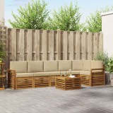 vidaXL Seturi de canapele 7 pcs Natural și Bej Lemn Solid de Acacia 3374933