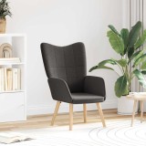 Fotoliu Relaxant Gri &Icirc;nchis vidaXL, Material L&acirc;nă, Cadru Lemn Stejar, Confortabil, Design Modern, 150kg