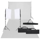 VidaXL Kit studio foto cu set de lumină și fundal