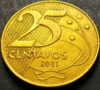Moneda 25 CENTAVOS - BRAZILIA, anul 2001 * cod 1263 foto