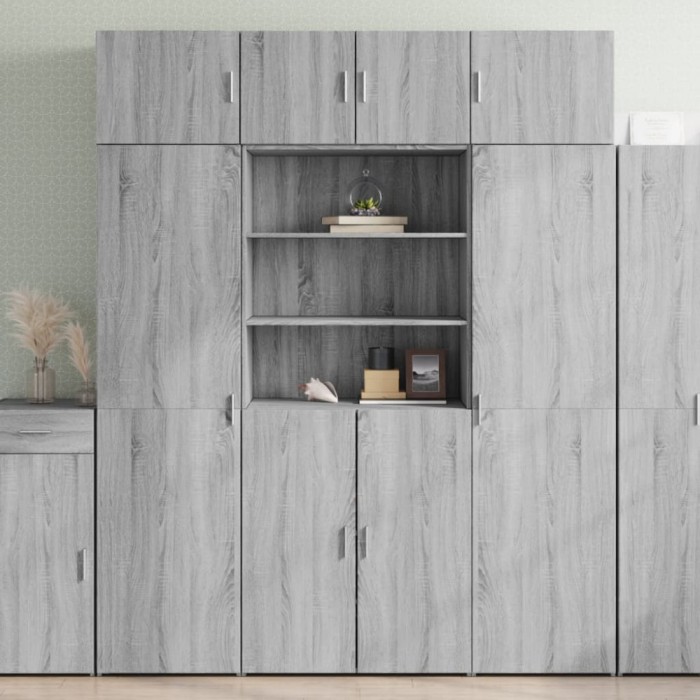 vidaXL Dulap de depozitare sonoma gri 80x42,5x225 cm lemn prelucrat 3281348
