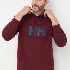 Helly Hansen hanorac de bumbac HH LOGO HOODIE bărbați, culoarea bleumarin, cu glugă, cu imprimeu 33977