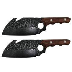 Set doua cutite macelarie IdeallStore?, lucrate manual, Ying-Yang Blade, 26.5 cm, maner lemn, negru foto