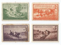 *Romania, lot 1067 cu 4 timbre fiscale pentru agricultura, 1930, MH/MNH