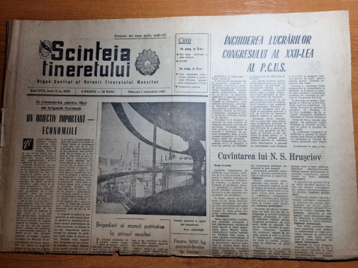 scanteia tineretului 1 noiembrie 1961-comuna independenta calarasi