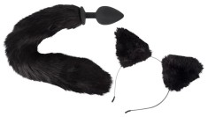 Pet Play Plug &amp;amp; Ears - Set compus din plug anal cu coada de pisica si o bentita cu urechi de pisica (roz pe interior) foto