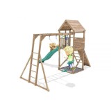 Cumpara ieftin Complex de joaca cu 2 leagane si tobogan verde 2.9 m Dunster House