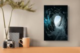 Tablou Canvas, "Tunelul &icirc;nghețat spre lumină", Cristale, Albastru, Gheață, Tunel, Lumină, Textură, Nezăbovit, Spectacol, Frumusețe, Inefabil., 26 x 39