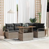 VidaXL Set de masă pentru grădină cu pernă 6 pcs Gri 100 x 55 x 73 cm