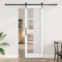 vidaXL Ușă glisantă Manual Alb 73.5 x 211 cm Lemn și metal