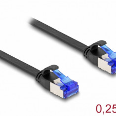 Cablu de retea RJ45 FTP Cat.6A flat/flexibil 0.25m Negru, Delock 80172