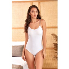 P781-2 Body casual din bumbac cu decolteu rotund si inchidere inghinala